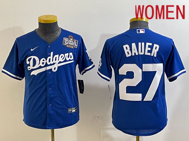 Women Los Angeles Dodgers #27 Bauer Blue Game 2024 Nike MLB Jersey style 2->women mlb jersey->Women Jersey